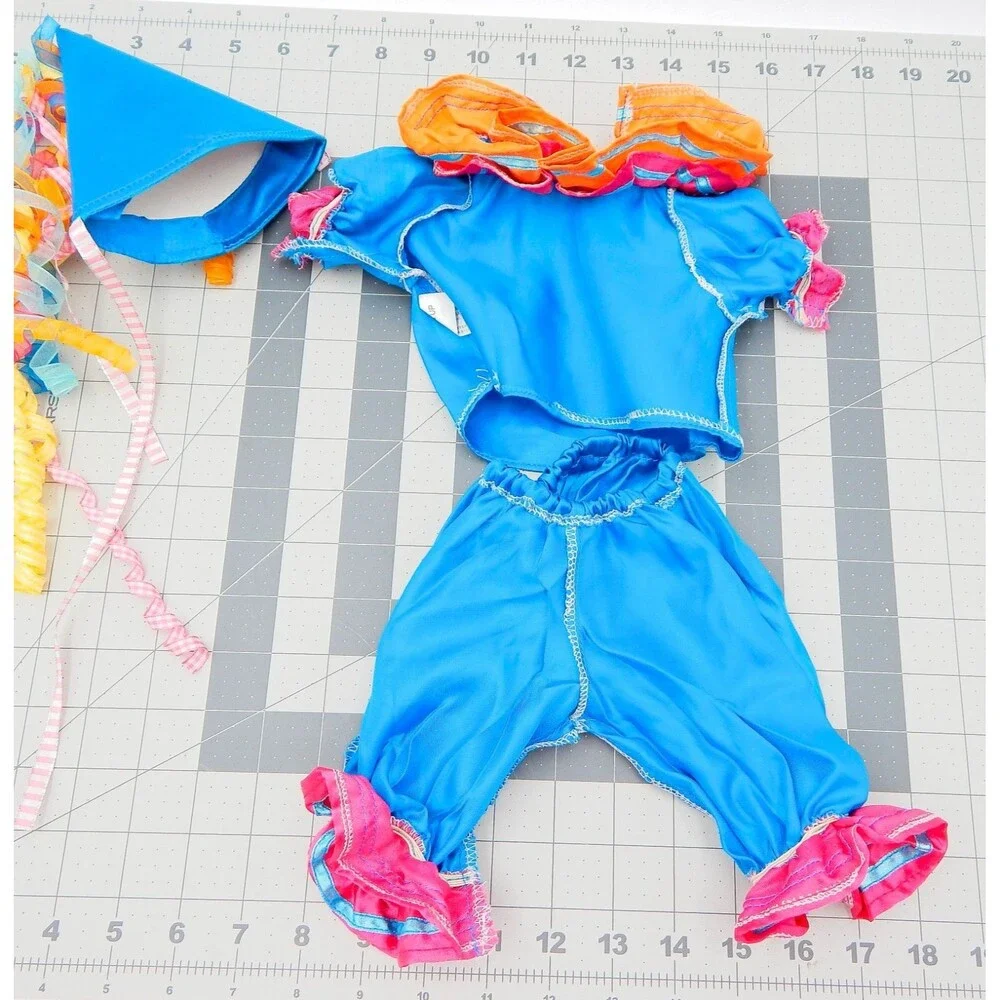 Teddy Bear Stuffers Royal Blue Clown Outfit Celebration Rainbow Streamers